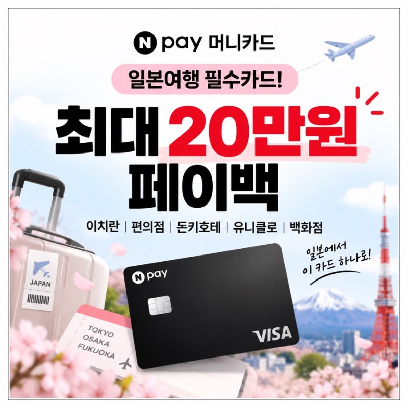 돈키호테 10만원 쓰면 2만원 돌려준다? 네이버페이 머니카드 일본 페이백 혜택·발급·사용법....