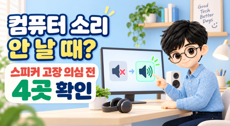컴퓨터 소리 안 날 때?｜스피커 고장 의심 전 4곳만 확인하세요