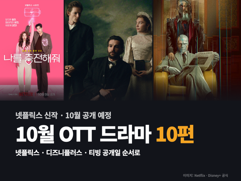 넷플릭스 신작 10월 공개 예정 드라마 — 나를 충전해줘·에덴의 동쪽부터 디즈니플러스·티....