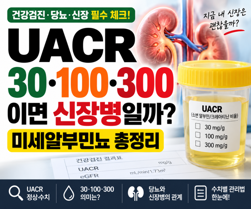 UACR 정상수치, 30·100·300이면 신장병일까? 미세알부민뇨 총정리