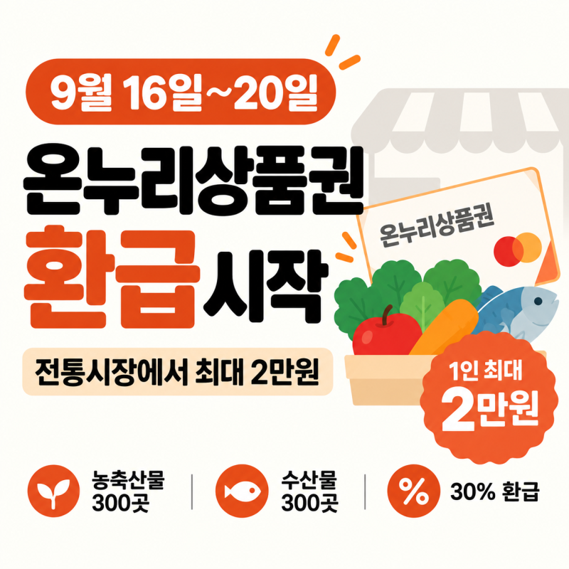 전통시장에서 장보고 30% 돌려받습니다｜추석 온누리상품권 환급 9월 16~20일 농·축산물 정보 ....