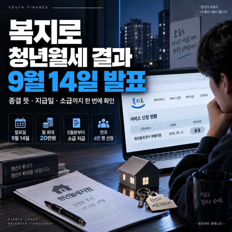 복지로 청년월세 결과 9월 14일 발표, 종결·지급일 확인