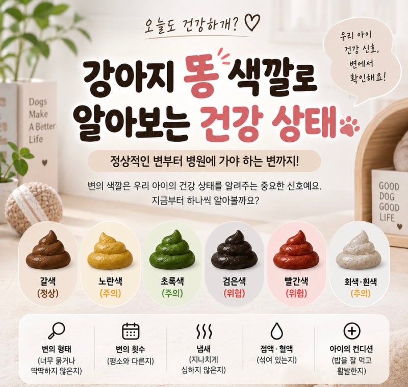 강아지 똥 색깔로 알아보는 건강 상태