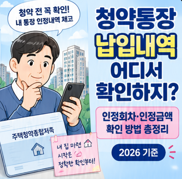 청약통장 납입내역 어디서 확인하지? 인정회차·인정금액 확인하는 방법