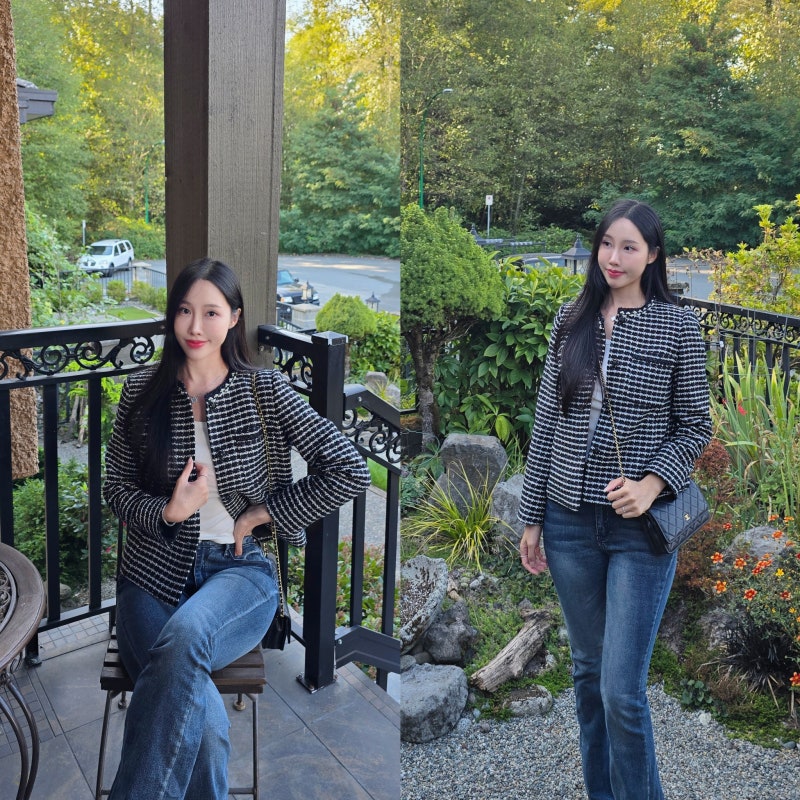 지센 여성 트위드 자켓 포멀 코디 가을 아우터 추천