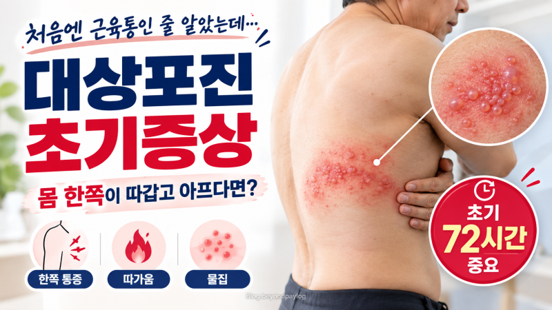 대상포진 초기증상｜몸 한쪽이 따갑고 아프다면? 물집 전 신호와 72시간