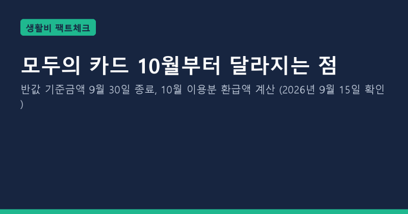 모두의 카드 10월부터 달라지는 점: 반값 종료 후 환급액 계산·일반형 플러스형 (2026년 10월 ....