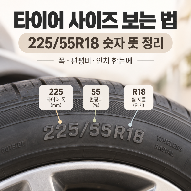 타이어 사이즈 보는 법, 225/55R18 98V 숫자는 무슨 뜻일까