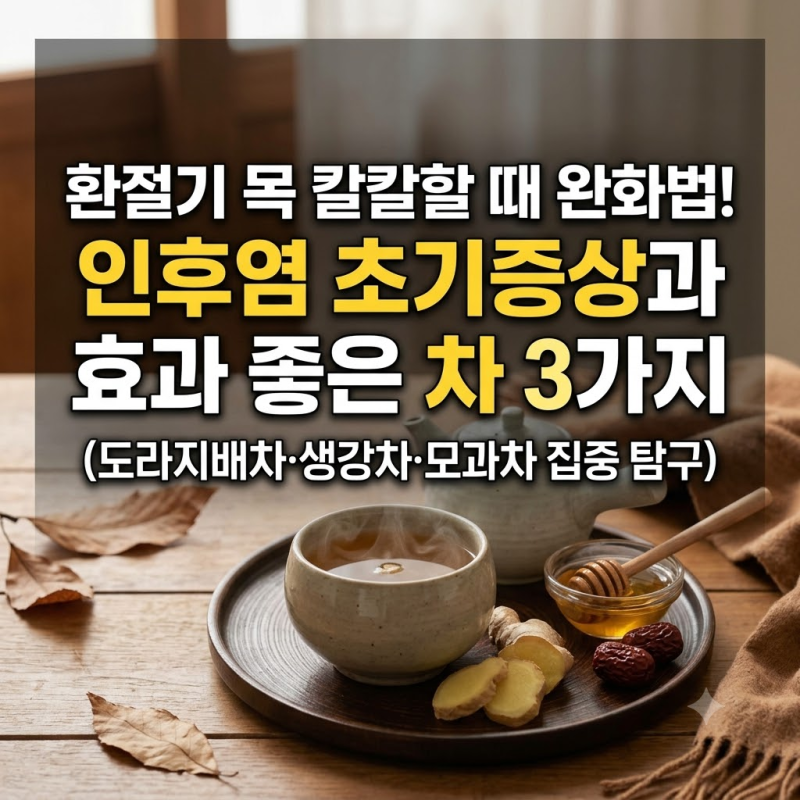 환절기 목 칼칼할 때 완화법: 인후염 초기증상과 효과 좋은 차 3가지