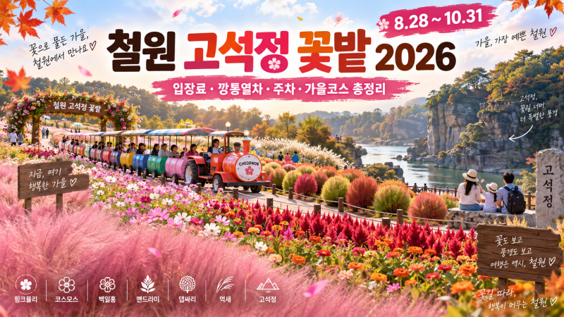 철원 고석정 꽃밭 2026｜입장료·개화상태·깡통열차·주차·가을코스 총정리
