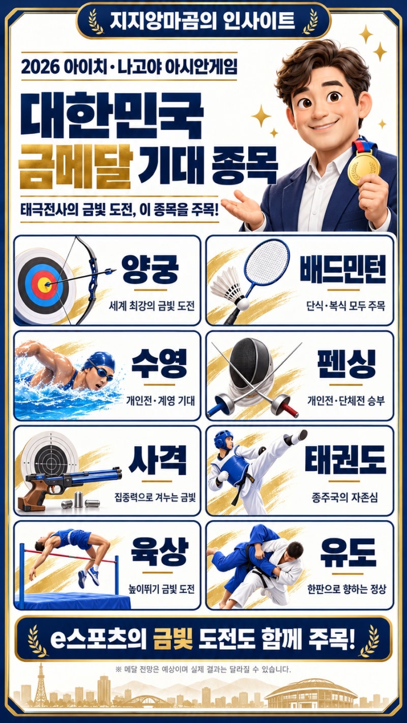 2026 아이치·나고야 아시안게임 9월 19일 개막 - 일정·중계·한국 메달 전망 총정리