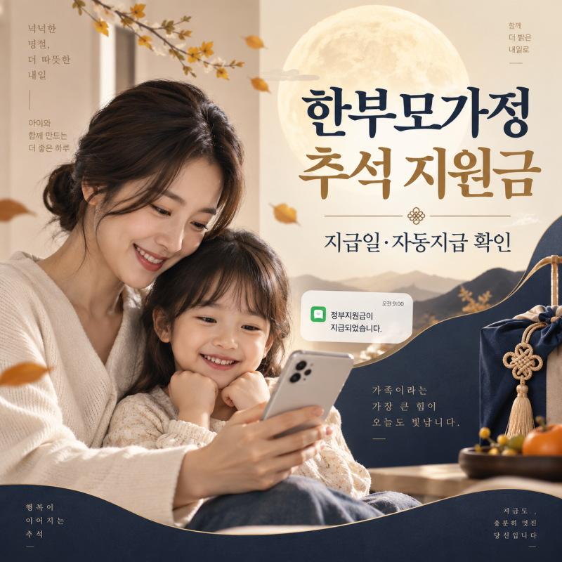 한부모가정 추석 지원금 지급일 2026, 아직 안 들어왔다면? 자동지급 여부 확인