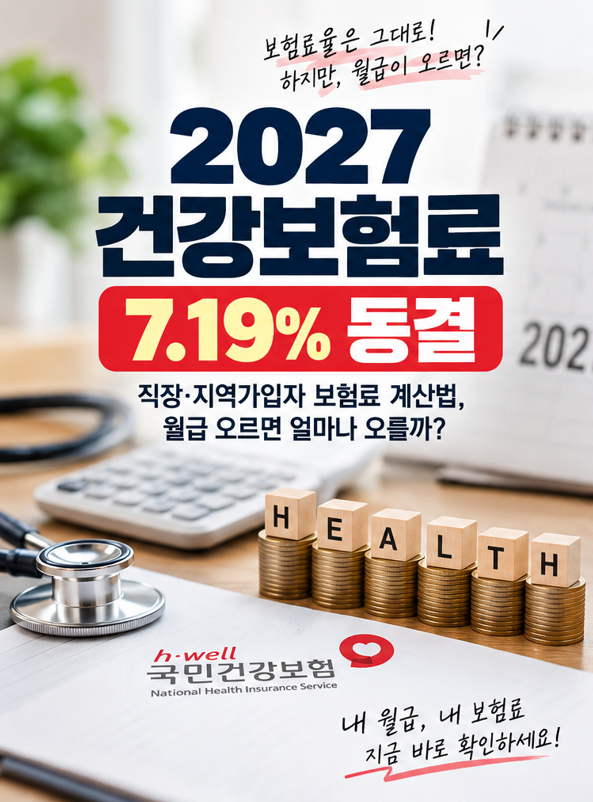 2027 건강보험료 7.19% 동결｜직장·지역가입자 보험료 계산법, 월급 오르면 얼마나 오를까?