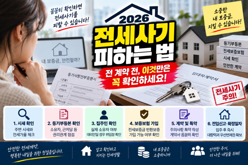 2026 전세사기 피하는 법｜전세계약 전 등기부등본·집주인·보증보험 확인방법