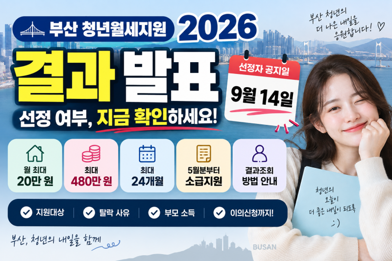 부산 청년월세지원 결과 발표｜선정 결과조회·지급일·탈락·480만원 총정리