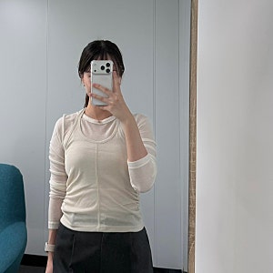 [ourcomos] 레이어드 홀터넥 티셔츠 라이트 베이지 후기