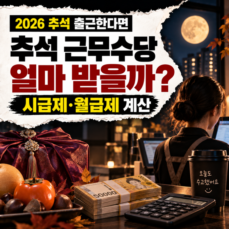 2026 추석 근무수당 얼마? 유급휴일 시급제·월급제 계산방법
