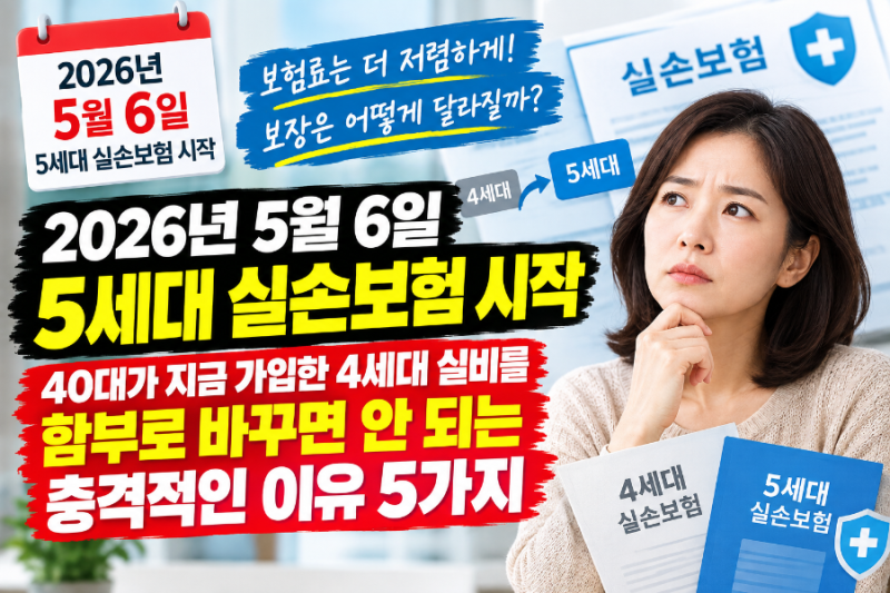 2026년 5월 6일 5세대 실손보험 시작 40대가 지금 가입한 4세대 실비를 함부로 바꾸면 안 되는 ....
