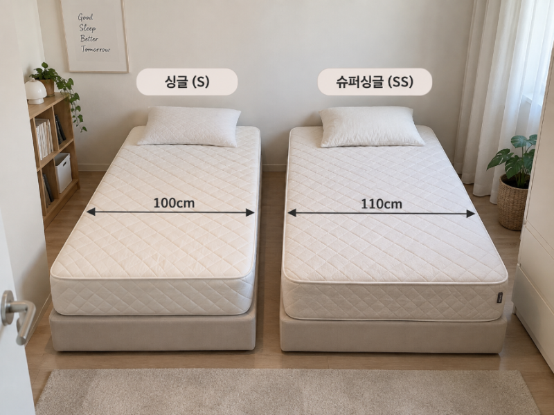 침대 슈퍼싱글사이즈 몇 cm? 매트리스 크기 싱글 퀸 비교