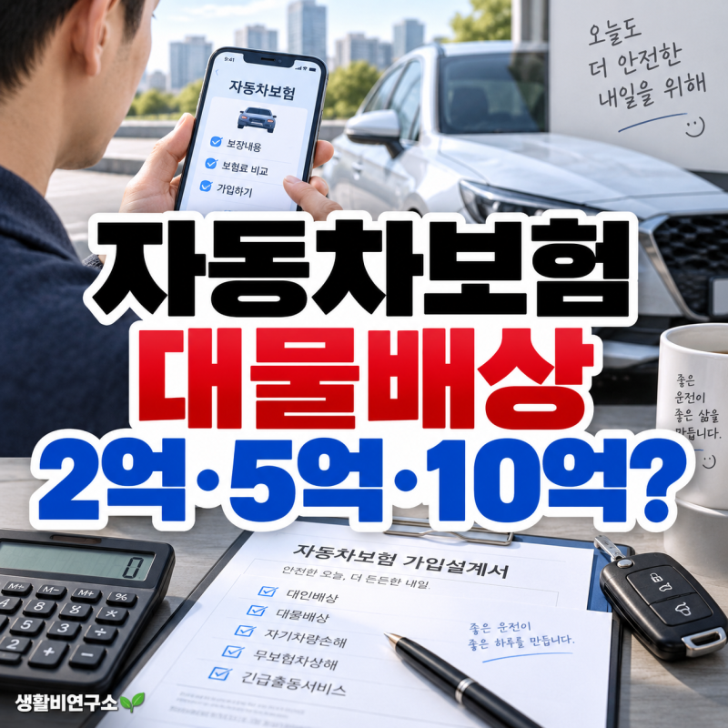 자동차보험 대물배상 2억·5억·10억 뭐가 적당할까? 보험료 차이 실제 비교