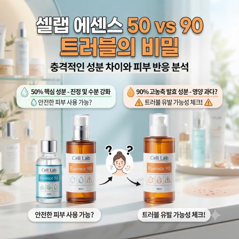 피부가 뒤집어진다는 세포랩 에센스 50과 90의 놀라운 차이점