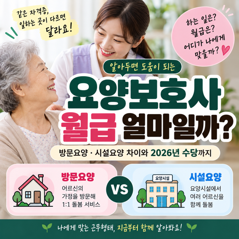 요양보호사 월급 얼마일까? 방문요양·시설 차이와 2026년 수당 정리