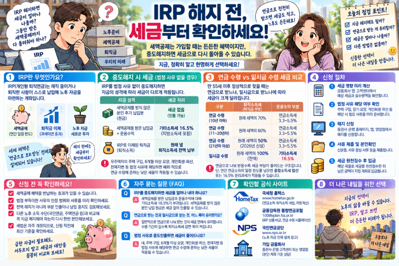 IRP 개인형퇴직연금 중도해지와 물어야 할 세금
