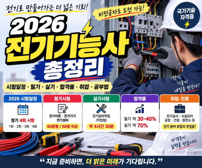 전기기능사 총정리｜2026 시험일정·필기·실기·합격률·취업·공부법