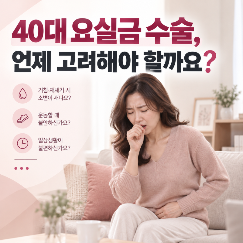 40대 요실금 수술, TOT 방식 회복기간과 실손보험 급여 기준 총정리