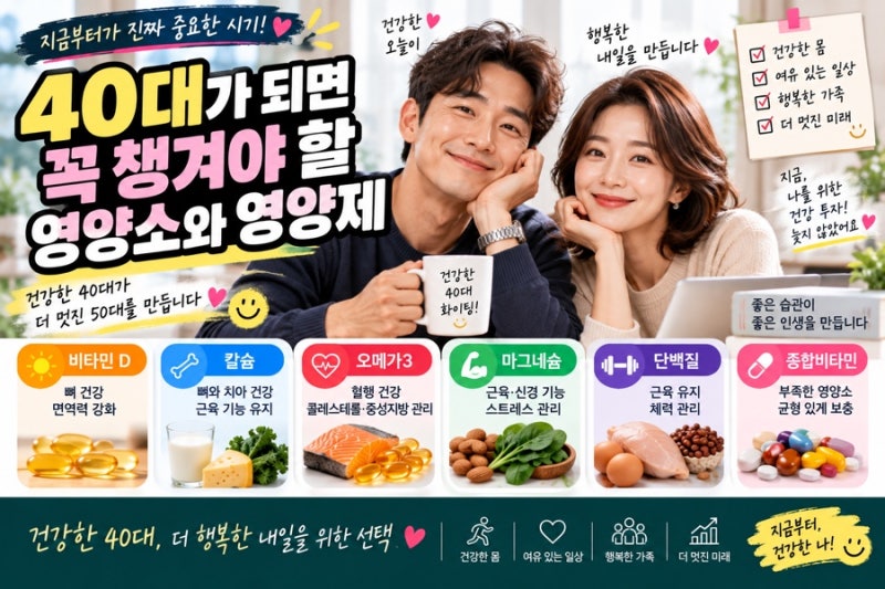 40대가 되면 뭘 챙겨야 할까? 놓치기 쉬운 영양소와 영양제 총정리