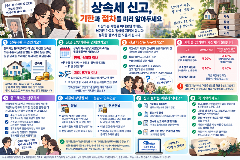 상속세 신고 기한 6개월, 놓치면 붙는 가산세