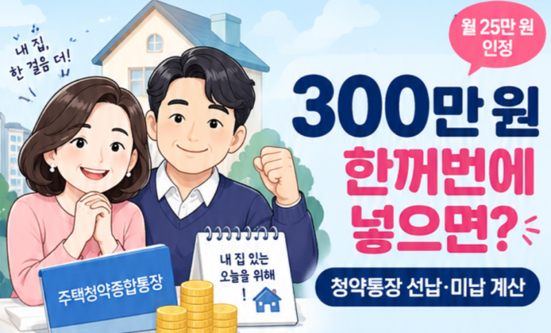 한꺼번에 300만 원 넣으면 인정될까? 청약통장 선납·미납은 어떻게 계산할까?