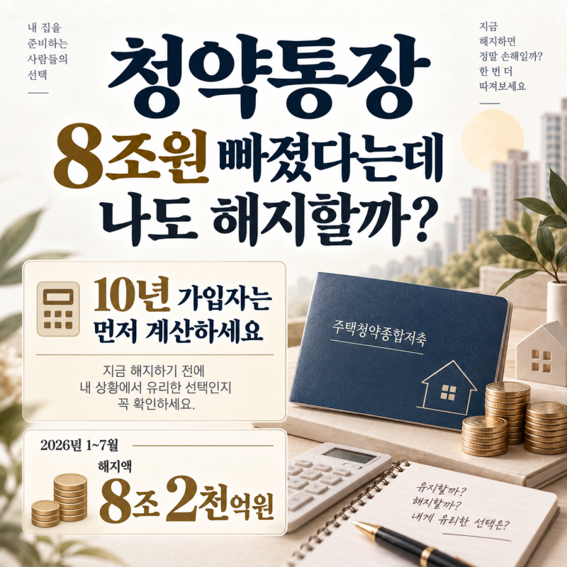 청약통장 8조원 빠졌다는데 나도 해지할까? 10년 가입자는 꼭 따져보세요