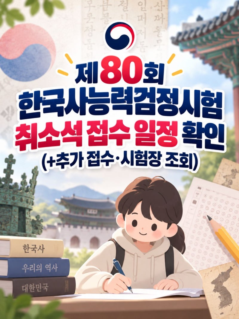 제80회 한국사능력검정시험 취소석 접수 일정 확인 (+추가 접수·시험장 조회)