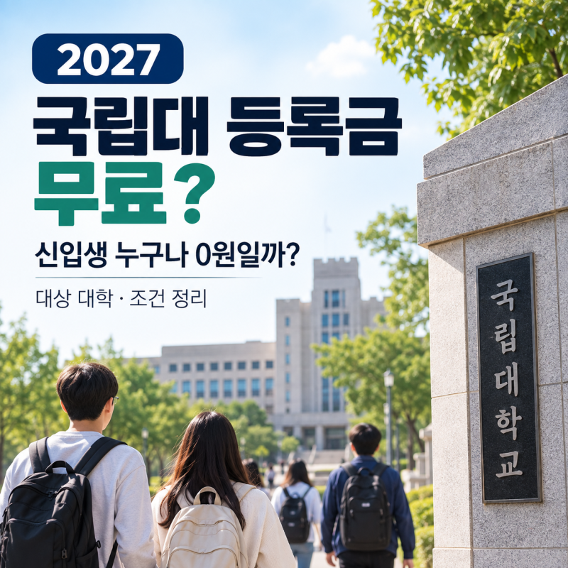 2027 국립대 등록금 무료, 신입생 누구나 0원일까? 대상 대학·조건 정리