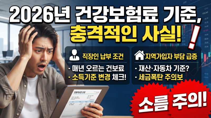 건강보험료 2026 기준 몰랐다니, 직장인·지역가입자 납부 조건 해보니 소름돋는 사실!