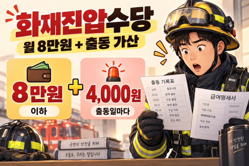 소방공무원 화재진압수당, 출동할 때마다 얼마씩 더 붙을까