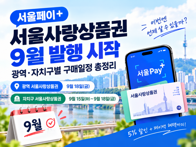 서울페이 서울사랑상품권 9월 발행 시작｜광역·자치구별 구매일정 총정리