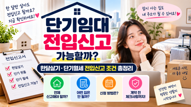 단기임대 전입신고 가능할까? 한달살기·단기월세 전입신고 조건 총정리