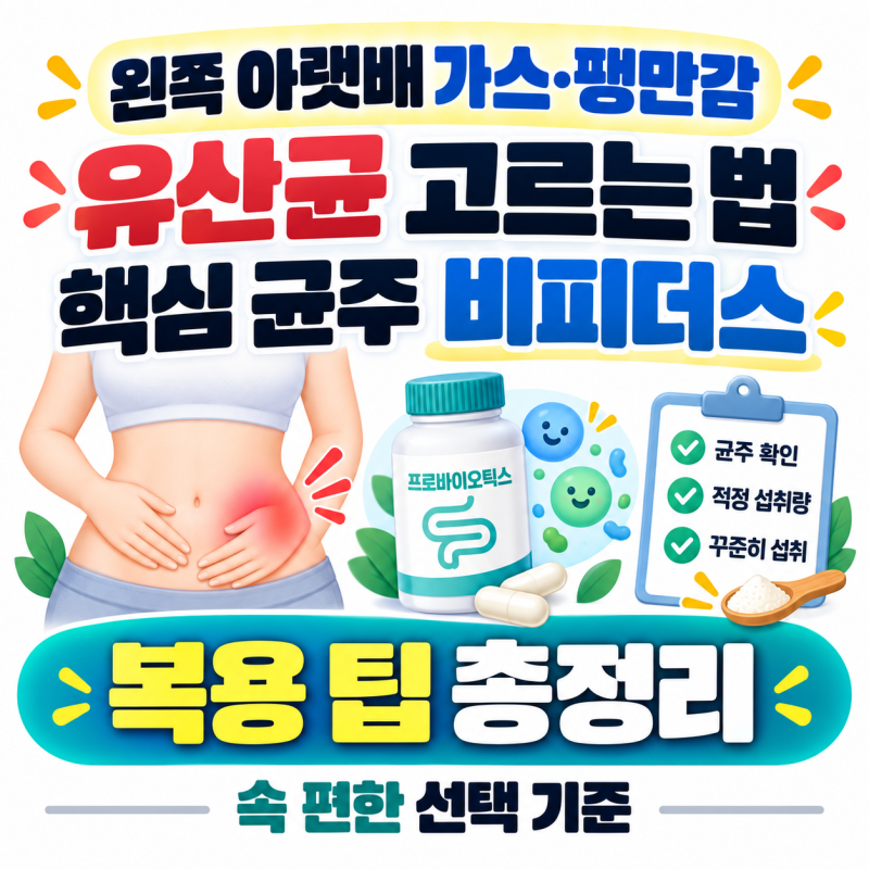 아랫배 가스 팽만감 없애는 유산균 고르는 법: 핵심 균주(비피더스)와 복용 팁