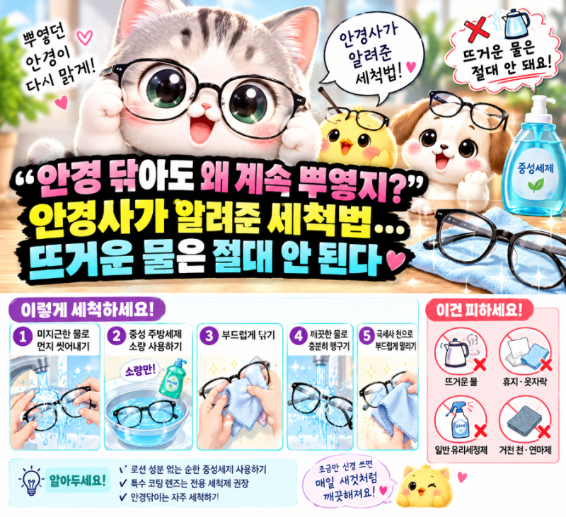 “안경 닦아도 왜 계속 뿌옇지?” 안경사가 알려준 세척법…뜨거운 물은 절대 안 된다