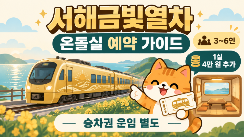 서해금빛열차 예약 방법과 온돌마루실 가격 인원 조건 총정리