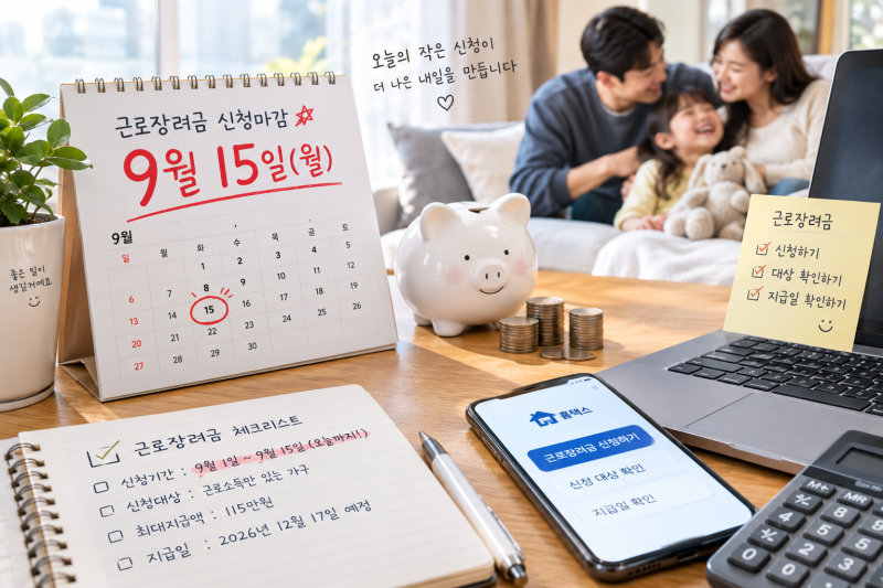2026근로장려금 오늘마감! 9월 15일까지 신청해야 받는 금액은?