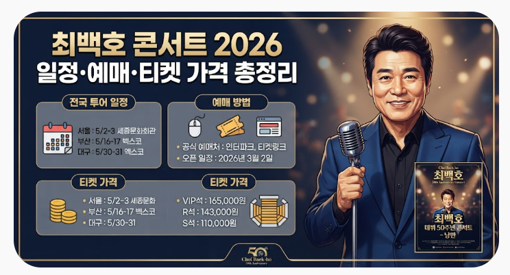 최백호 콘서트 2026 일정·예매·티켓 가격 총정리