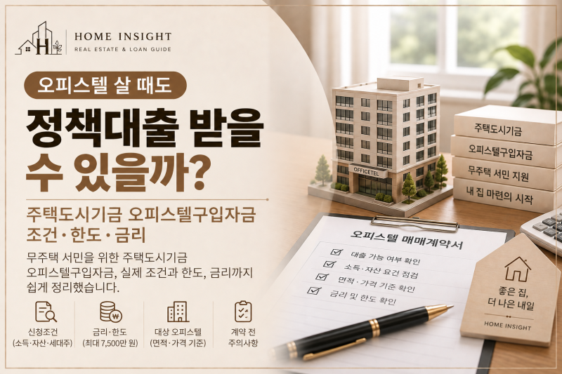 오피스텔 살 때도 정책대출 받을 수 있을까?｜주택도시기금 오피스텔구입자금 조건·한도·....