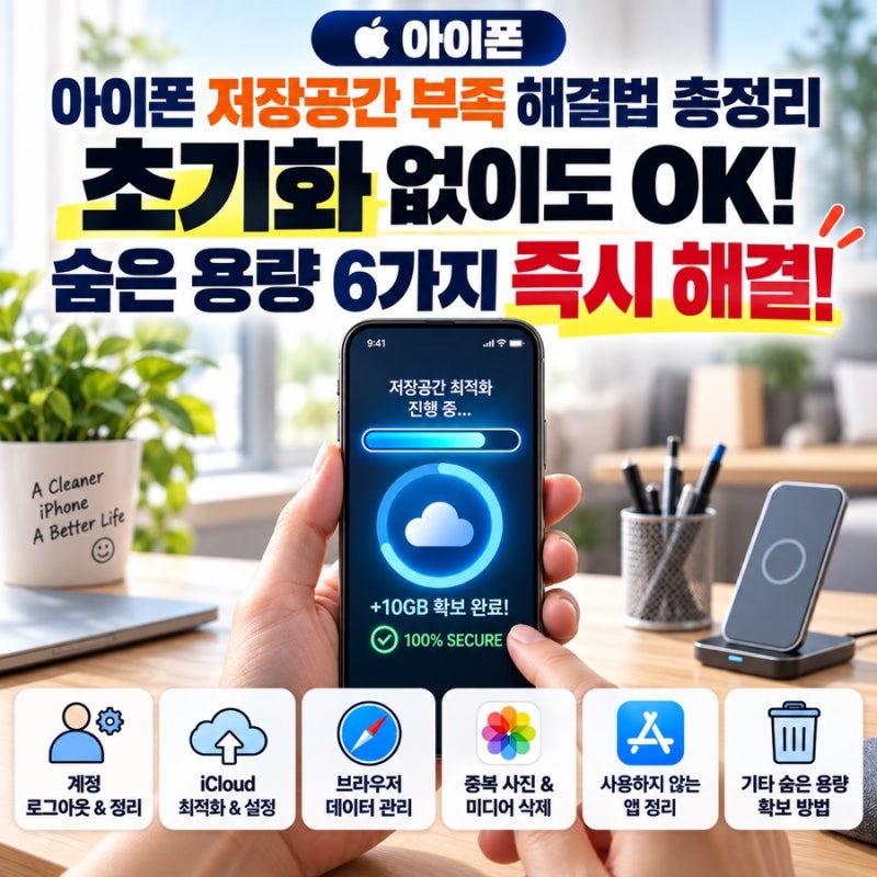 아이폰 저장공간 부족 해결법 총정리 (초기화 없이 10GB 확보하기)