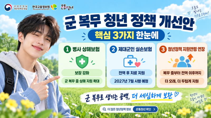 "군 복무로 생기는 공백, 정책으로 메운다, 병사 상해보험·제대군인 실손보험·청년정책 연....