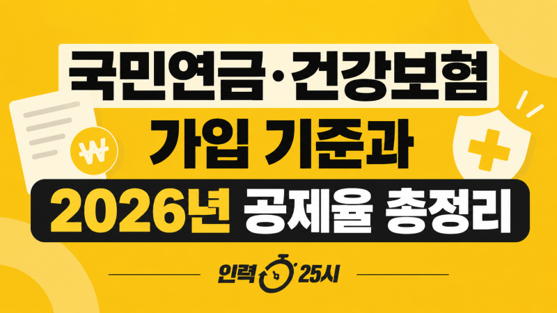 국민연금 건강보험 가입 기준과 2026년 공제율 총정리