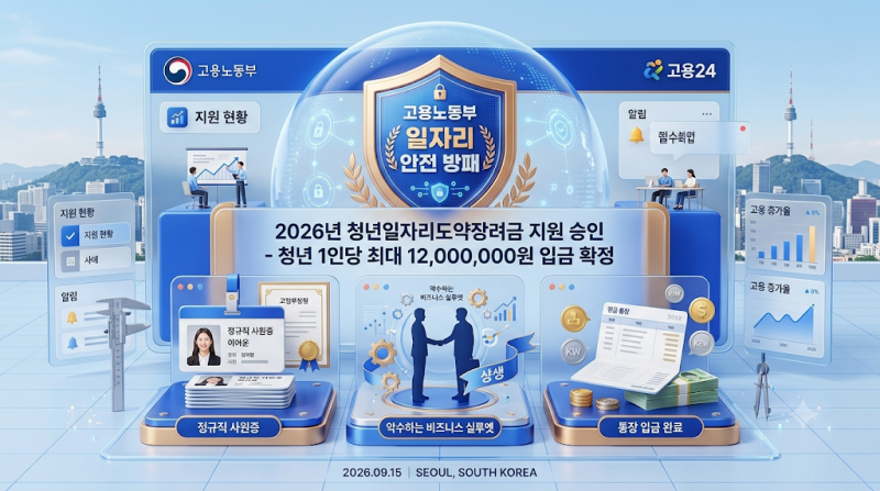 2026년 청년일자리도약장려금 신청 조건 및 중소기업 청년 채용 최대 1200만 원 지원 신청 방법....