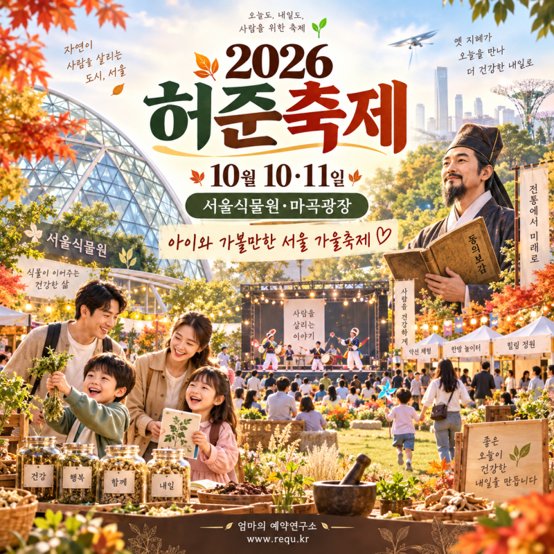 2026년 10월 10일 11일 주말 가볼만한곳｜허준축제 본행사 서울식물원 마곡광장 일정 가수 라인....